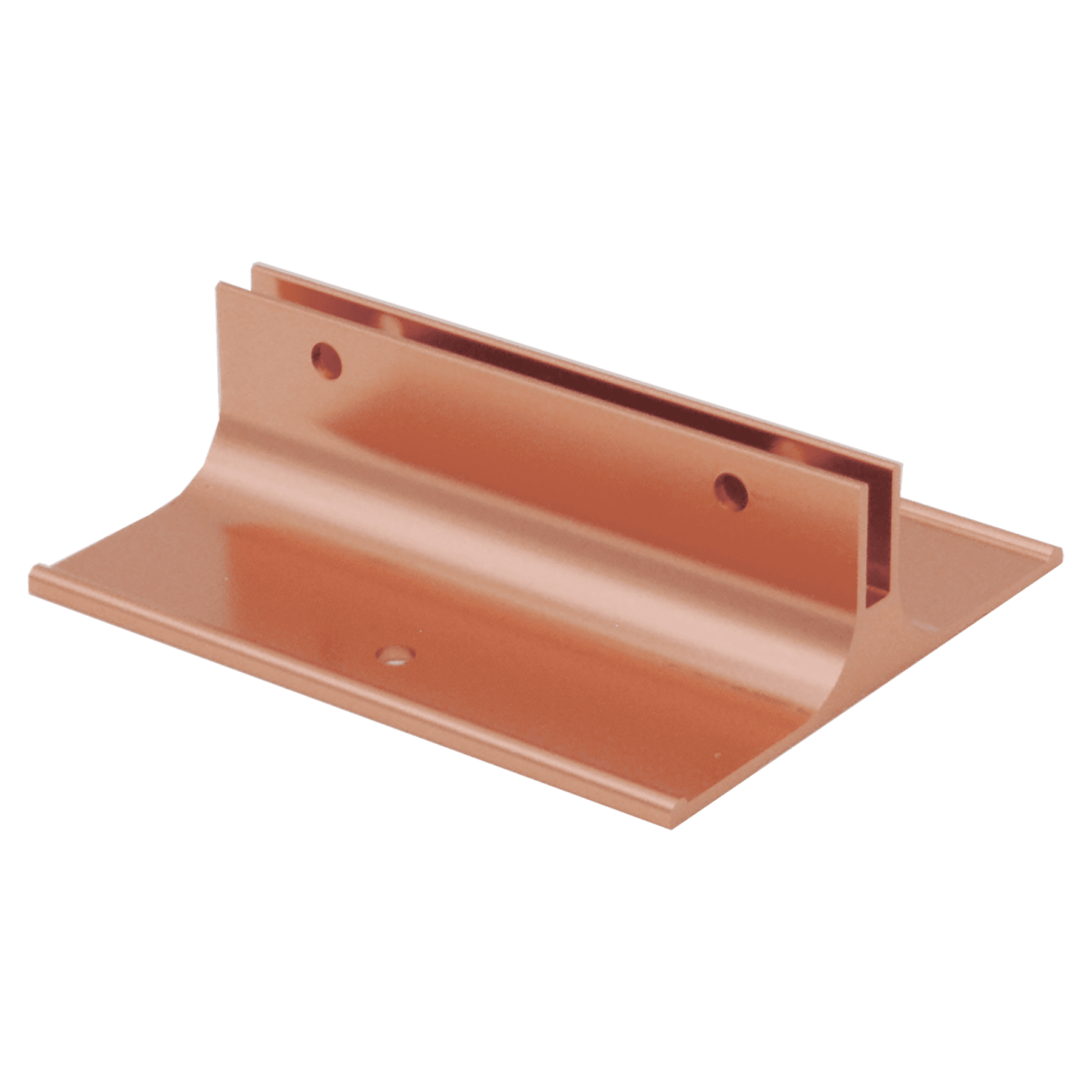 3", Polished Rose Gold, Kota Pro Aluminum Corridor Bracket, Fits 1/8" Thick Plastic Insert