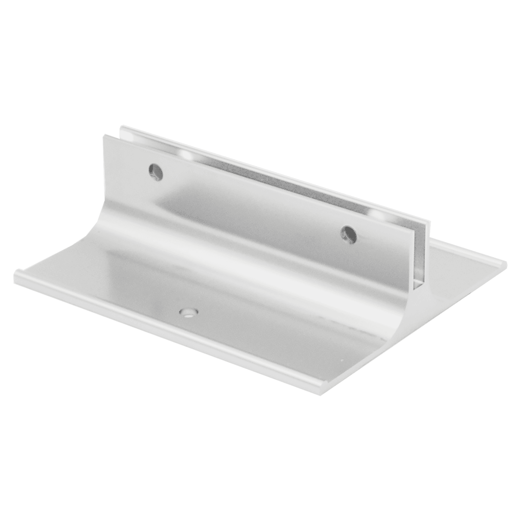 3", Polished Silver, Kota Pro Aluminum Corridor Bracket, Fits 1/8" Thick Plastic Insert