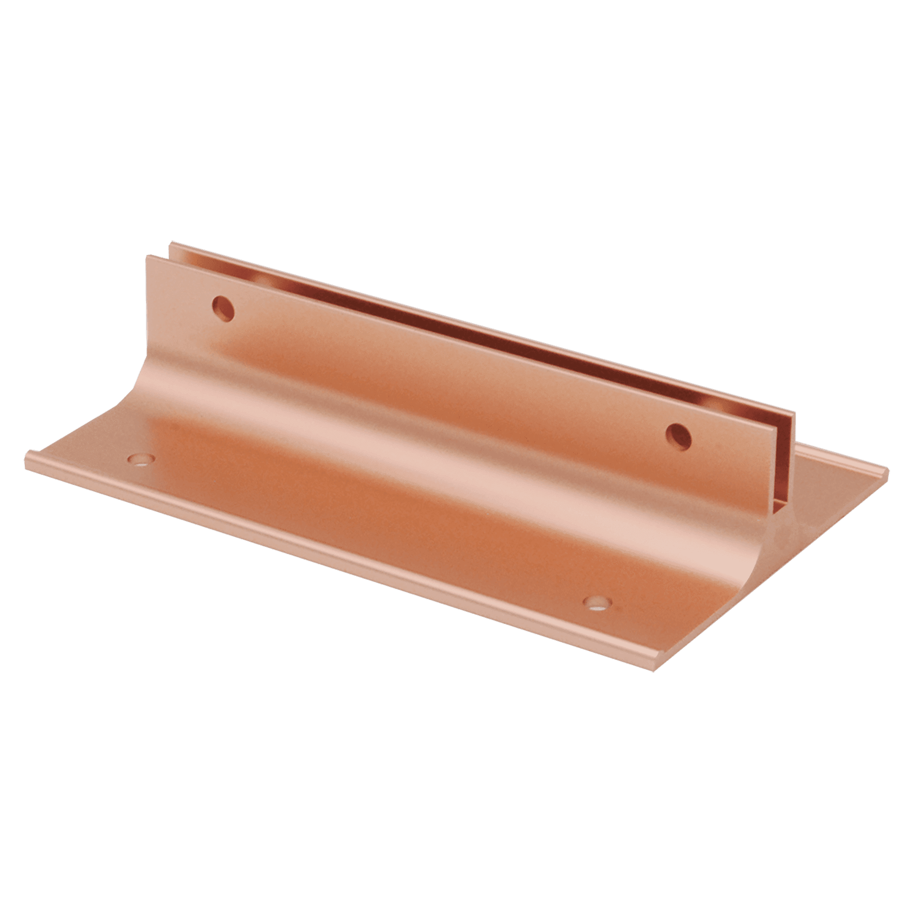 4", Polished Rose Gold, Kota Pro Aluminum Corridor Bracket, Fits 1/8" Thick Plastic Insert