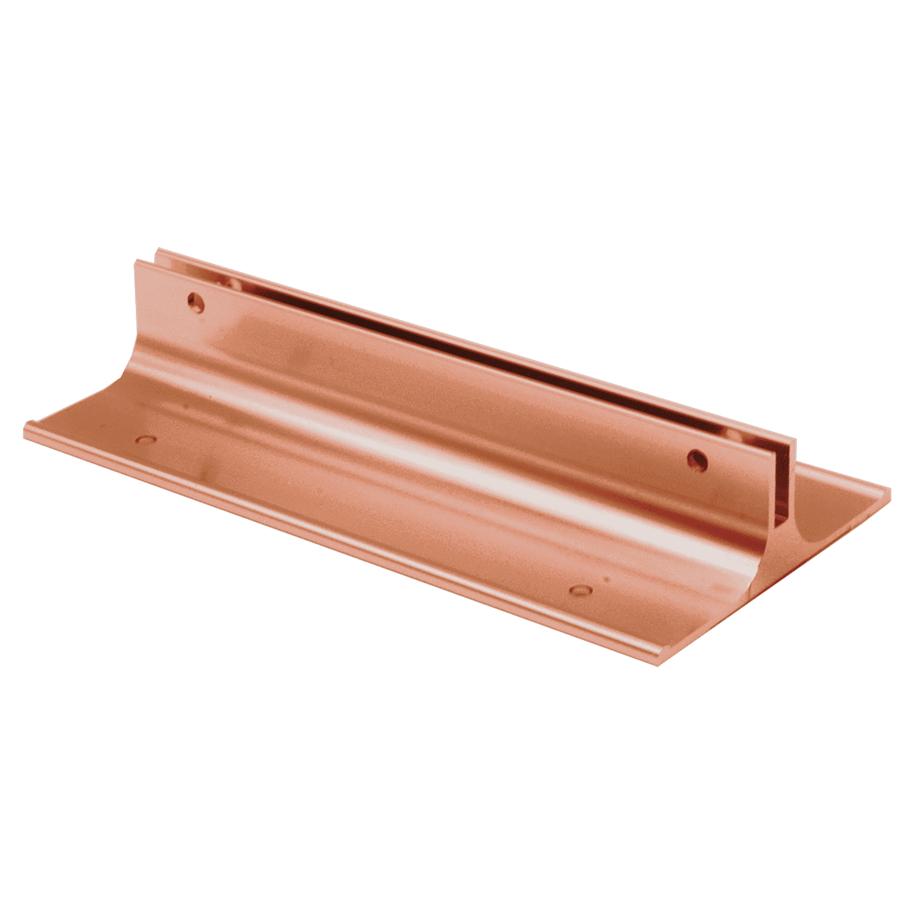 5", Polished Rose Gold, Kota Pro Aluminum Corridor Bracket, Fits 1/8" Thick Plastic Insert