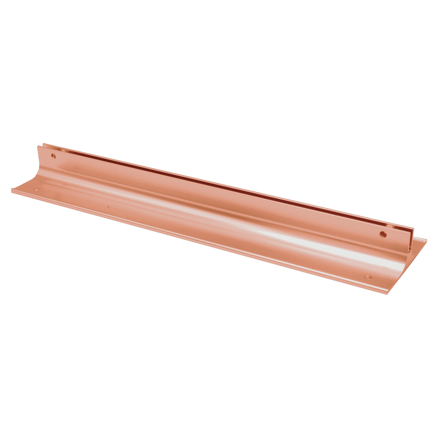 10", Polished Rose Gold, Kota Pro Aluminum Corridor Bracket, Fits 1/8" Thick Plastic Insert