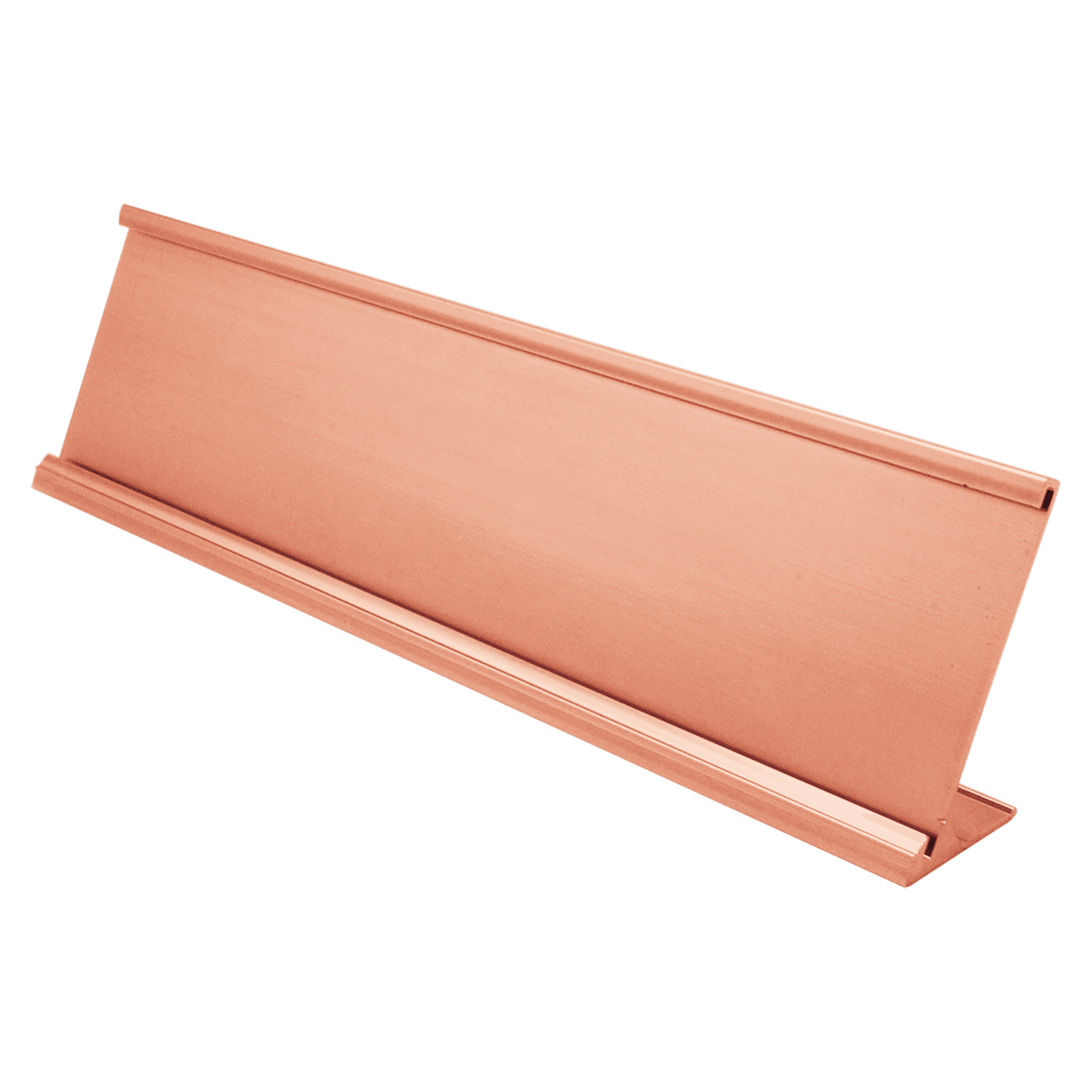 2" x 8", Polished Rose Gold, Kota Pro Aluminum Desk Holder, Fits 1/8" Thick Plastic Insert