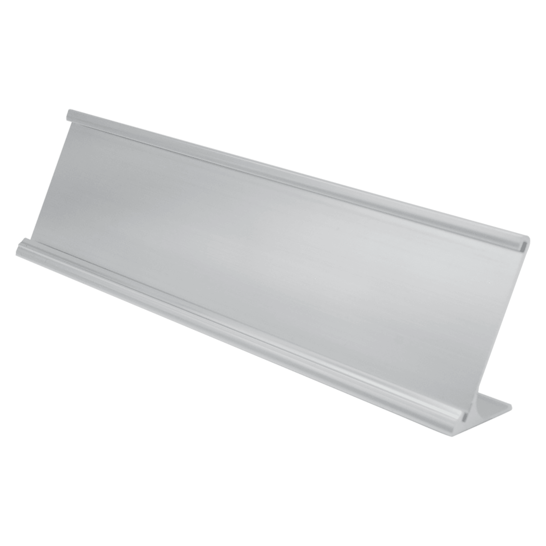 2" x 8", Polished Silver, Kota Pro Aluminum Desk Holder, Fits 1/8" Thick Plastic Insert