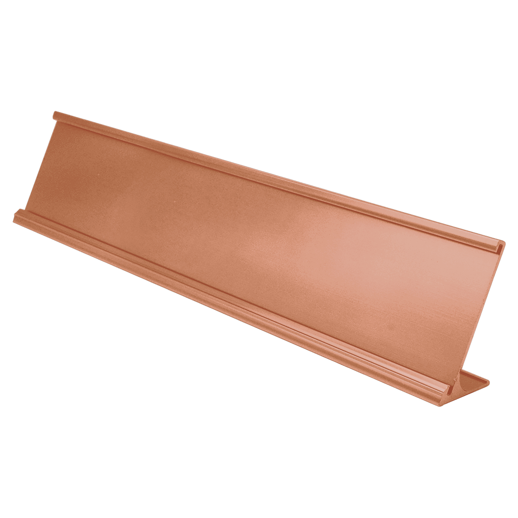 2" x 10", Polished Rose Gold, Kota Pro Aluminum Desk Holder, Fits 1/8" Thick Plastic Insert