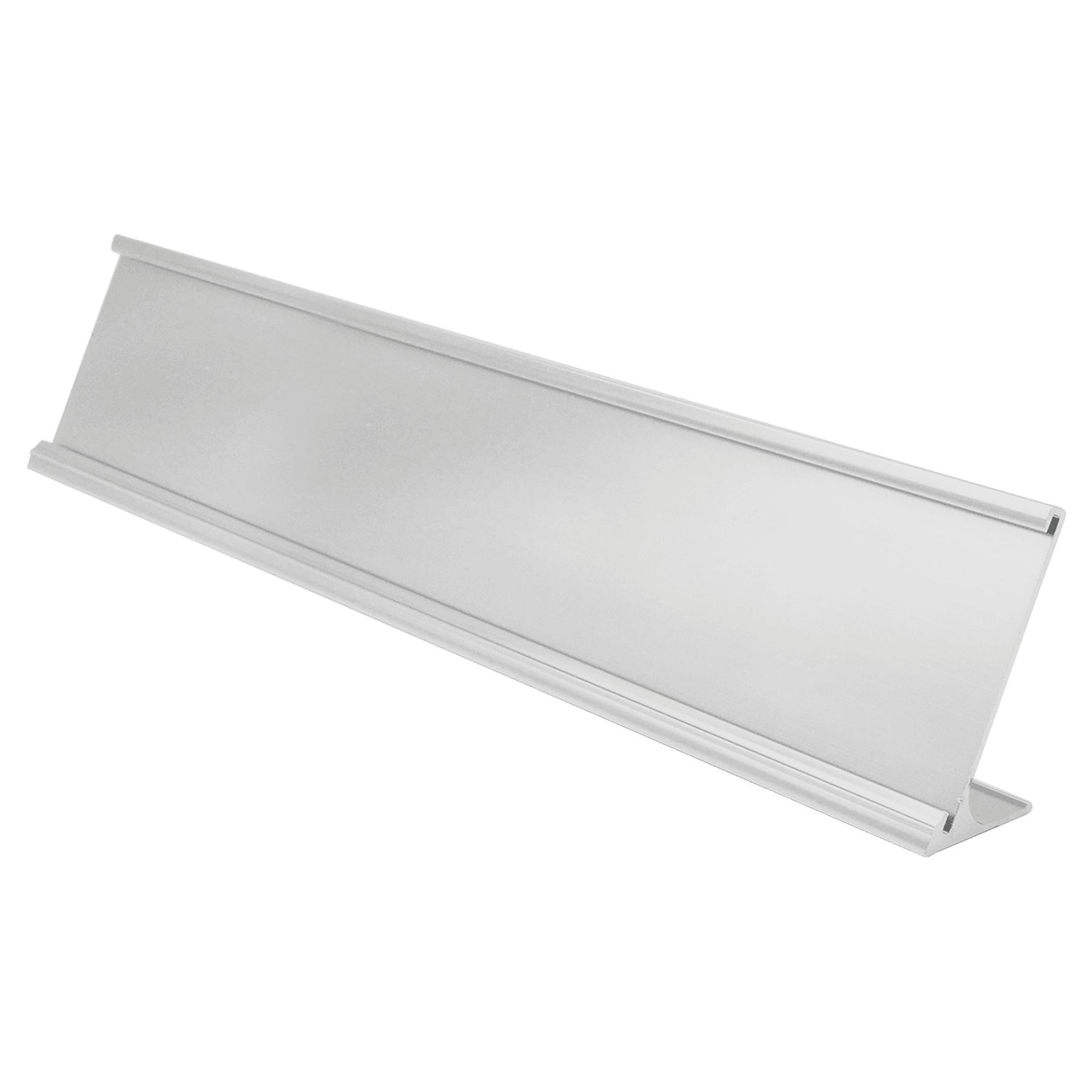 2" x 10", Polished Silver, Kota Pro Aluminum Desk Holder, Fits 1/8" Thick Plastic Insert