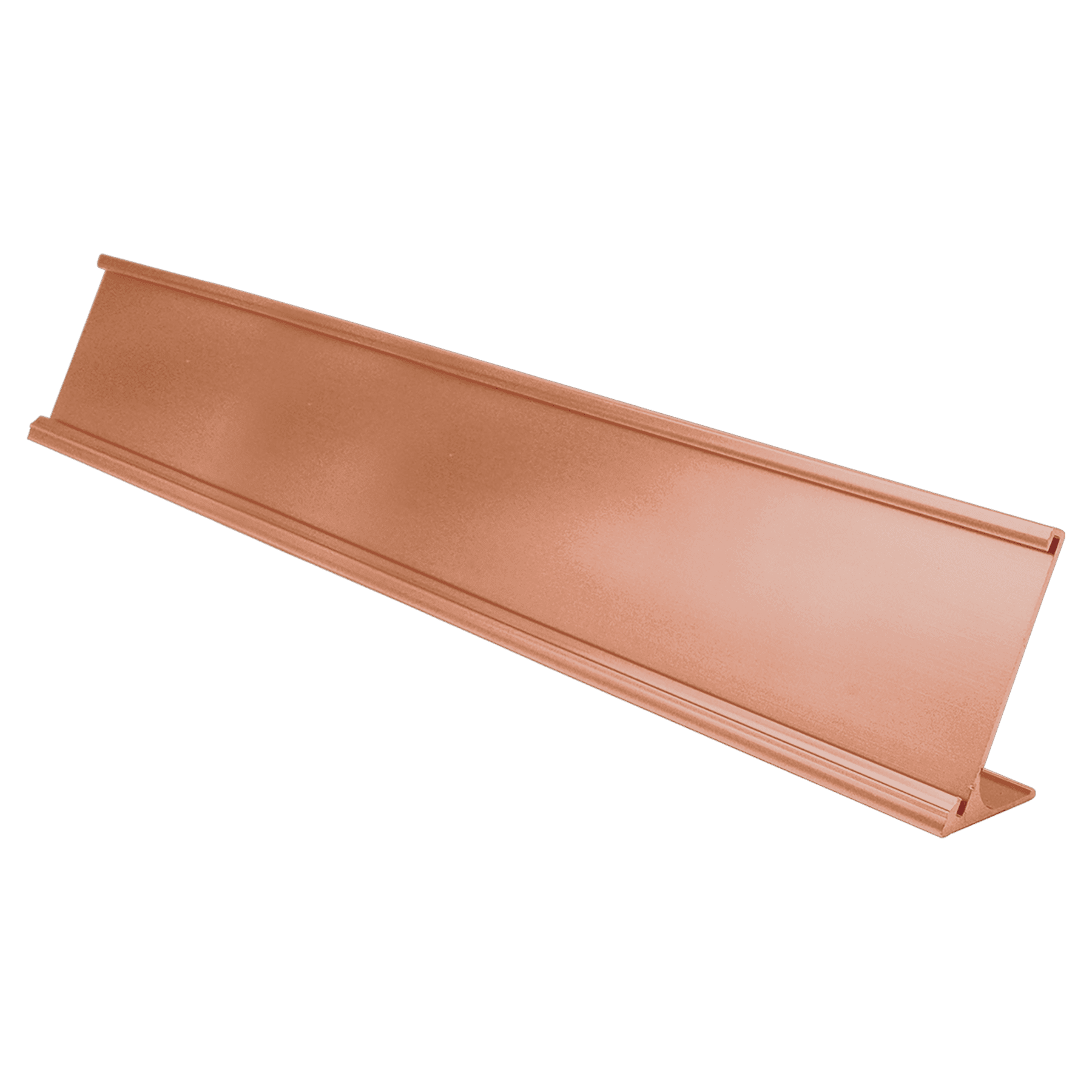 2" x 12", Polished Rose Gold, Kota Pro Aluminum Desk Holder, Fits 1/8" Thick Plastic Insert