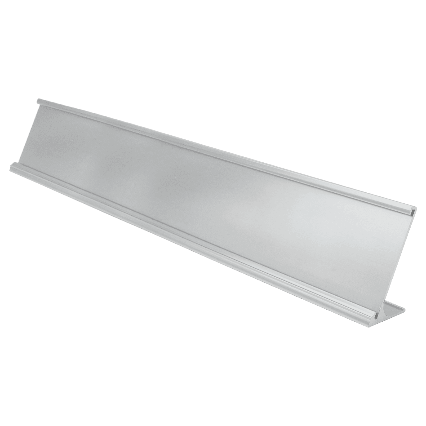 2" x 12", Polished Silver, Kota Pro Aluminum Desk Holder, Fits 1/8" Thick Plastic Insert