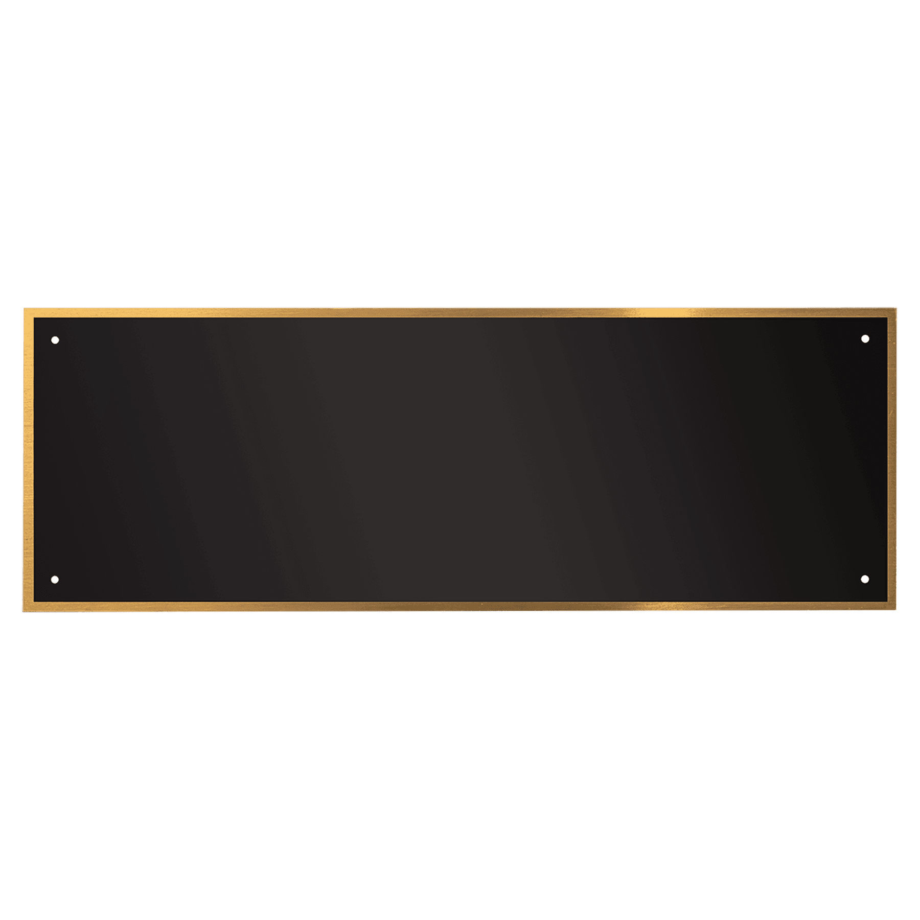 3 1/2" x 10 1/8" Black Laserable Brass Plate with Thin Gold Border, Square Corners, and 4 Holes
