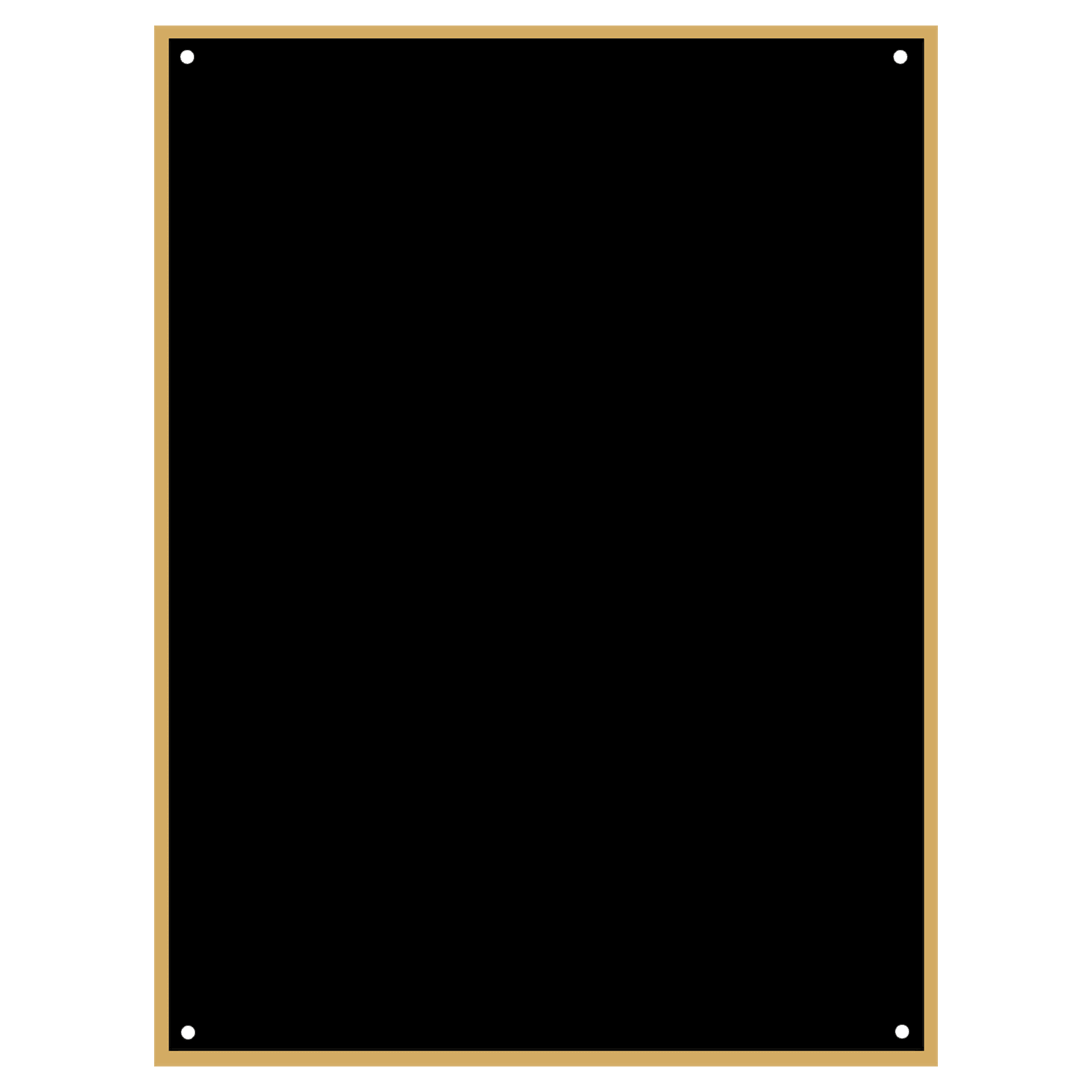 4" x 6" Black Laserable Brass Square Corner Plaque Plate with Thin Gold Border and 4 Holes