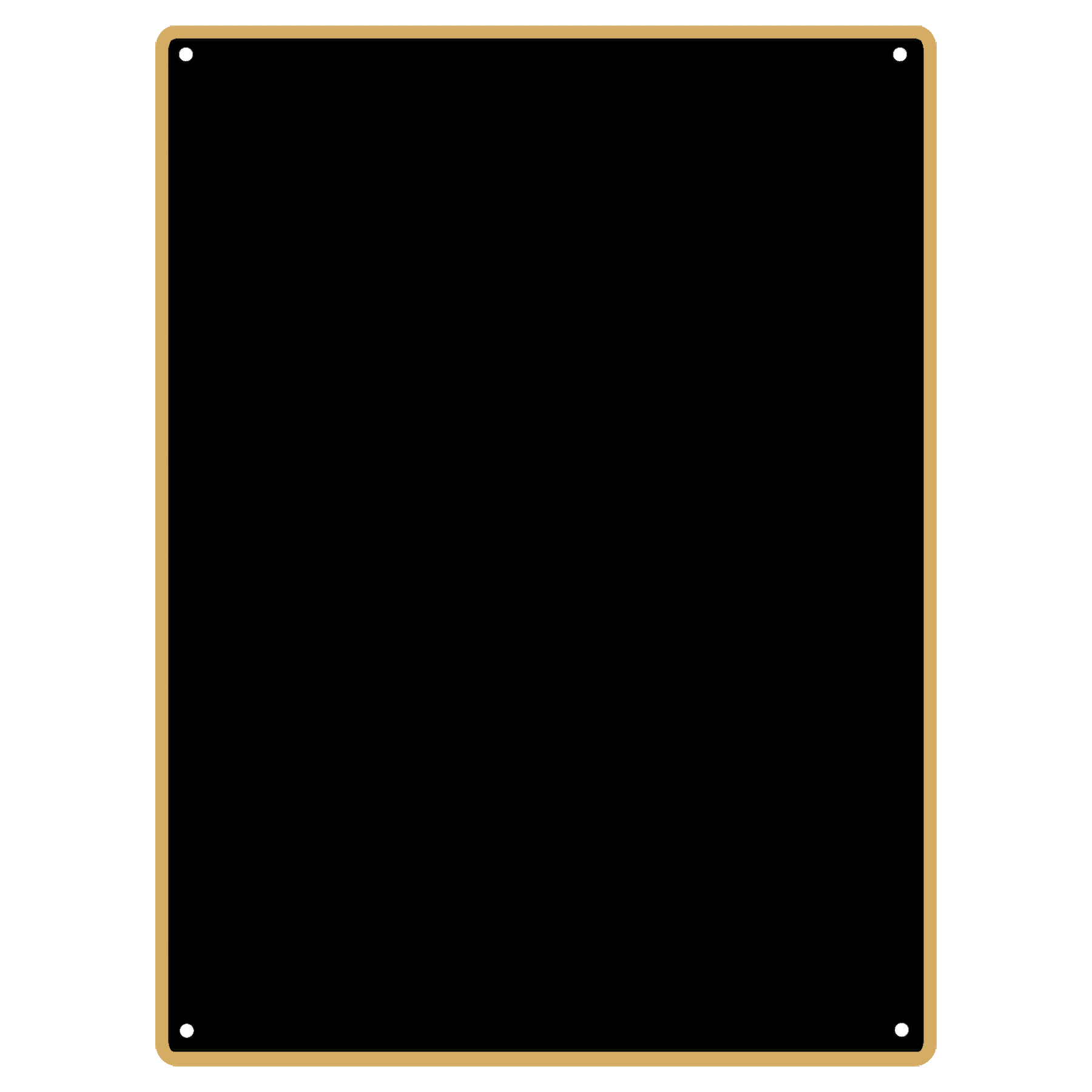 4" x 6" Black Laserable Brass Round Corner Plaque Plate with Thin Gold Border and 4 Holes
