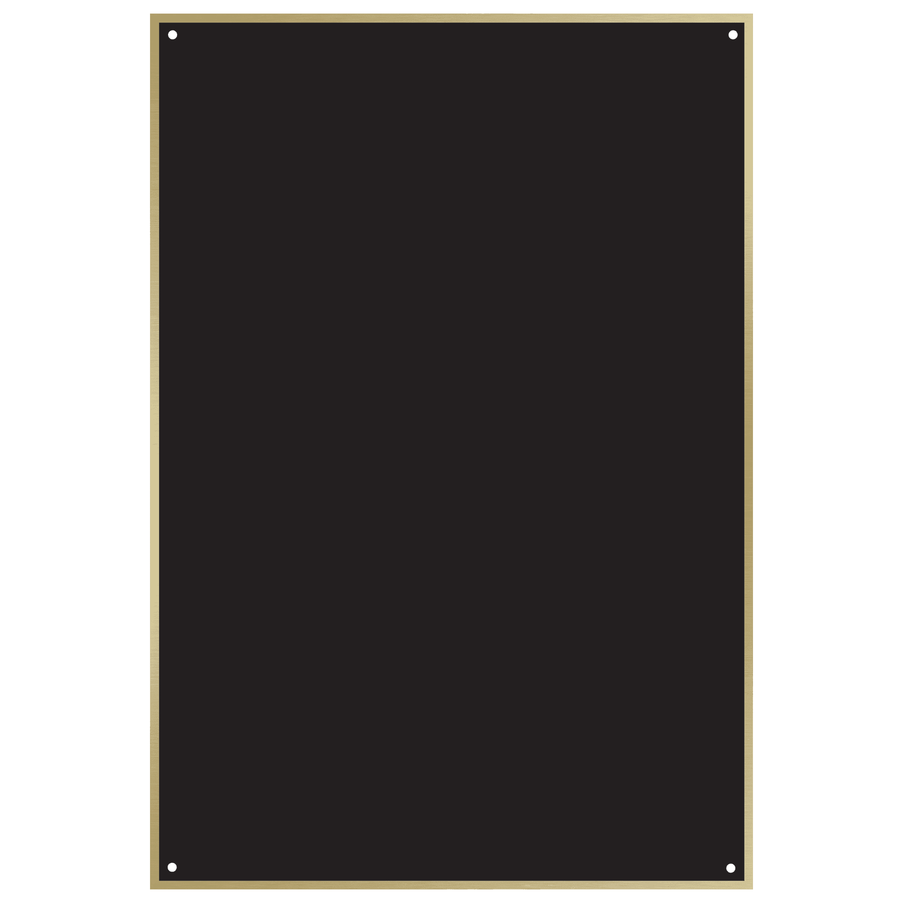 4 1/2" x 6 1/2" Black Laserable Brass Square Corner Plaque Plate with Thin Gold Border and 4 Holes