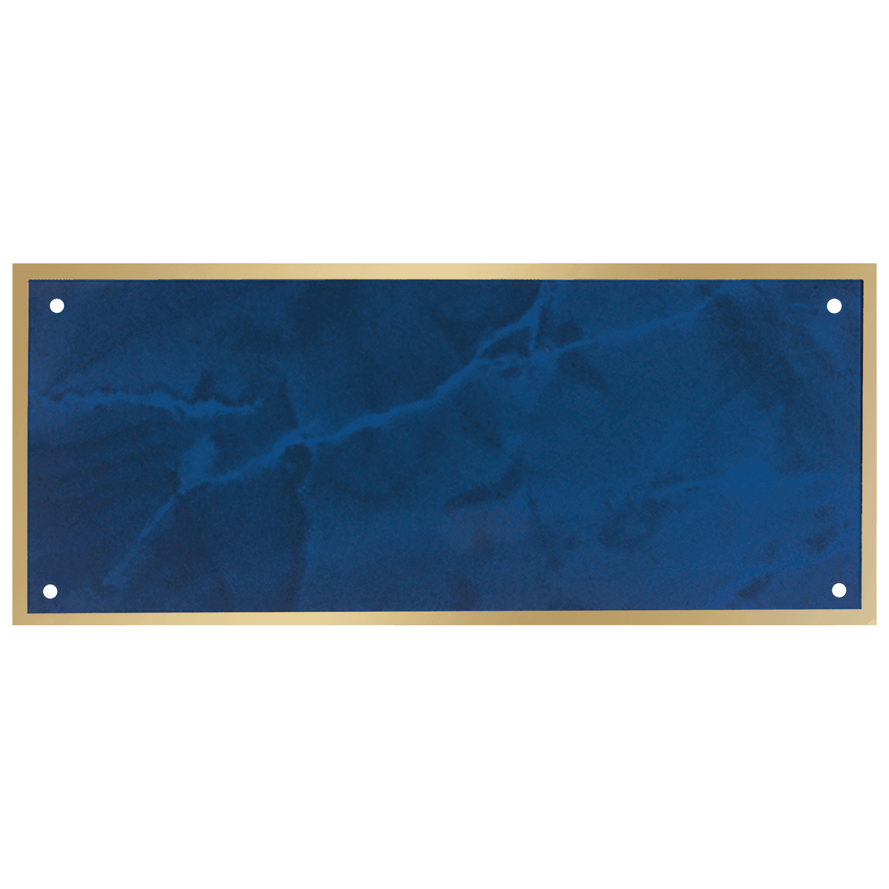 2 7/8" x 6 7/8" Sapphire Marble Plate with Gold Border, 4 holes, and Square Corners