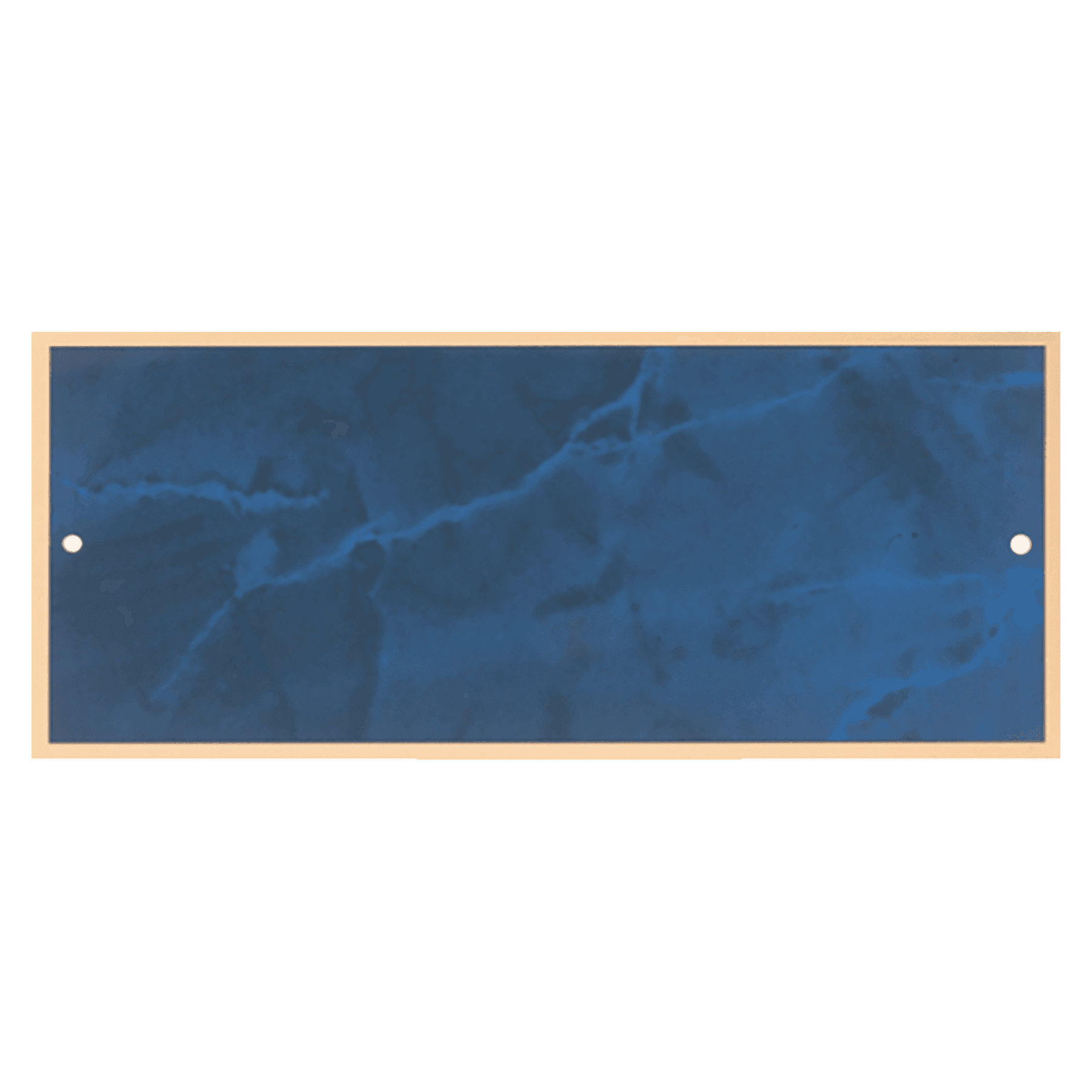 2 7/8" x 6 7/8" Sapphire Marble Plate with Gold Border and Two Holes
