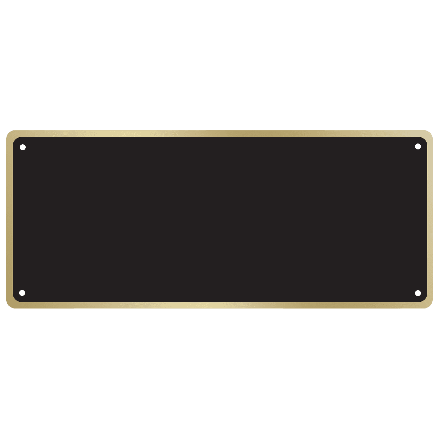 2 7/8" x 6 7/8" Black Laserable Brass Plate with Gold Border, 4 Holes, and Round Corners