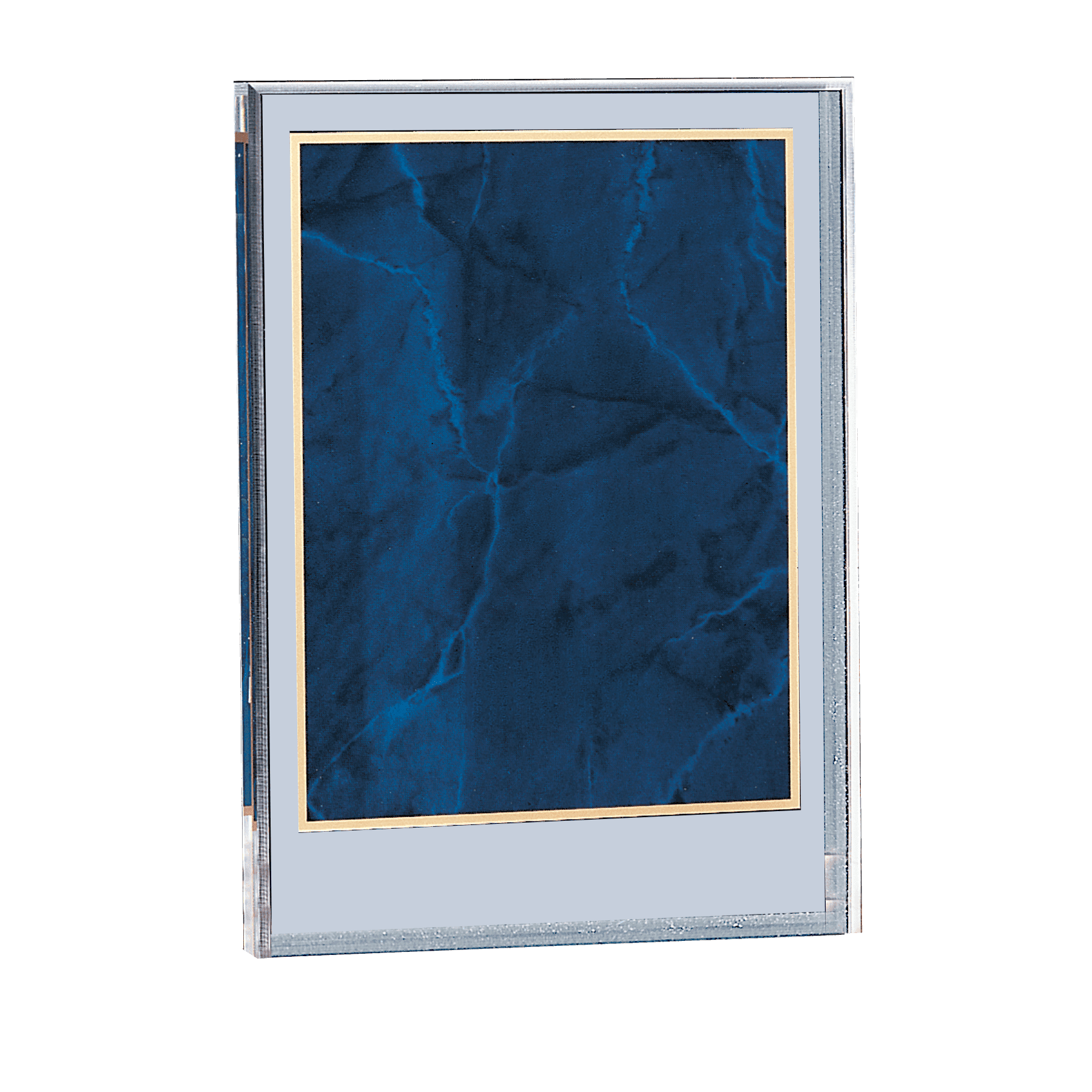 7" x 9 5/8" Sapphire Marble Acrylic Award with American Walnut Base - Upright Only