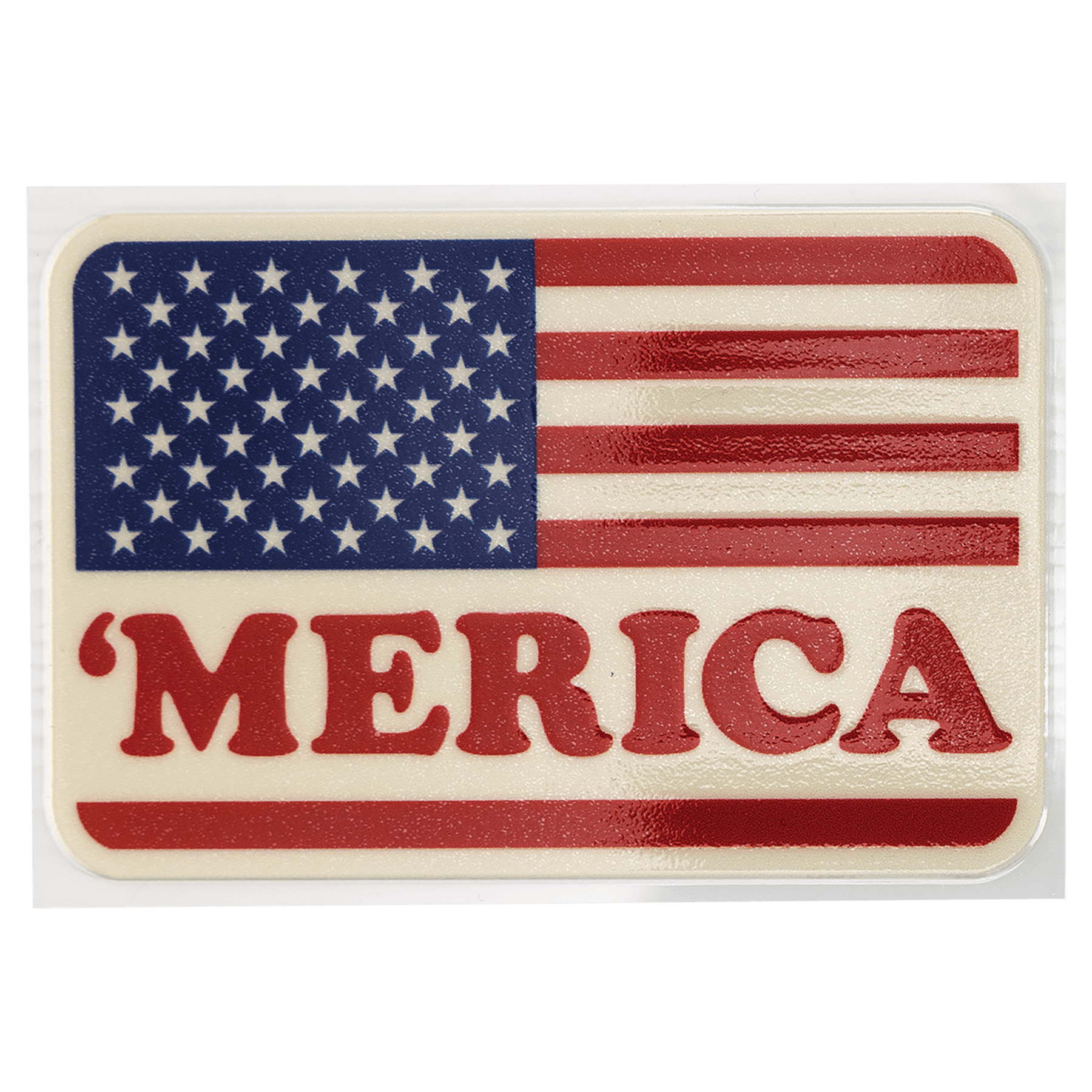 3" x 2" Red, Cream, and Blue Rectangle Retro 'Merica Flag UV DTF Sticker