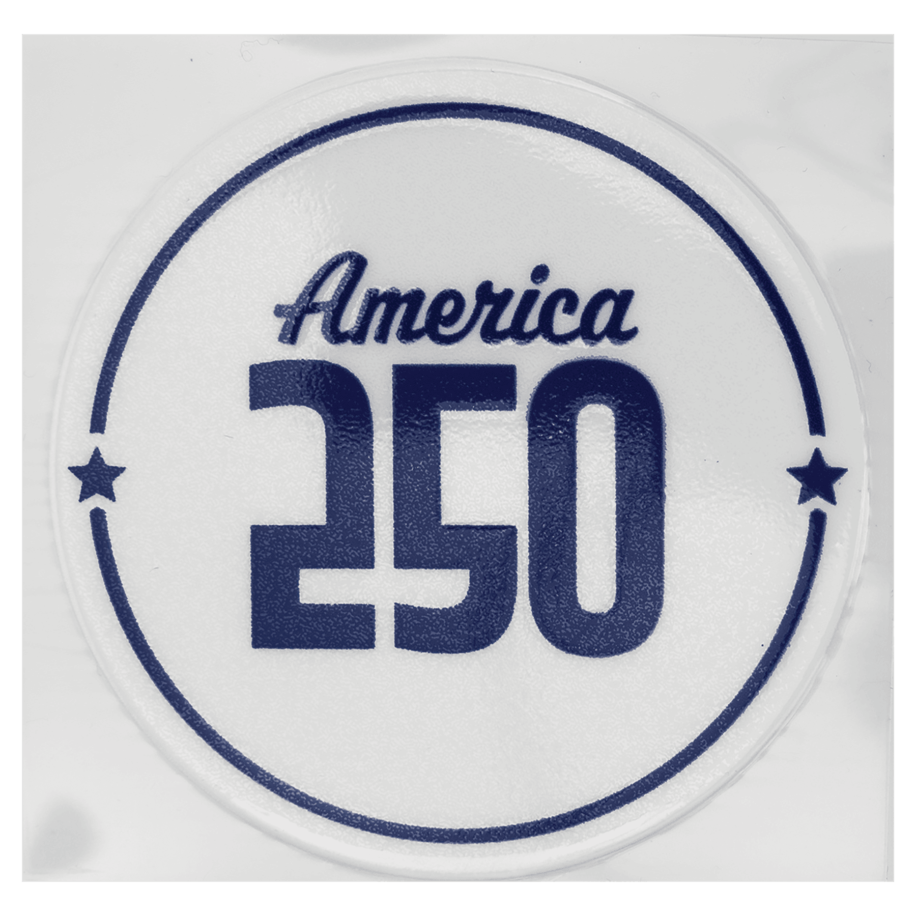 2 1/2" White and Blue Circle 250 America UV DTF Sticker