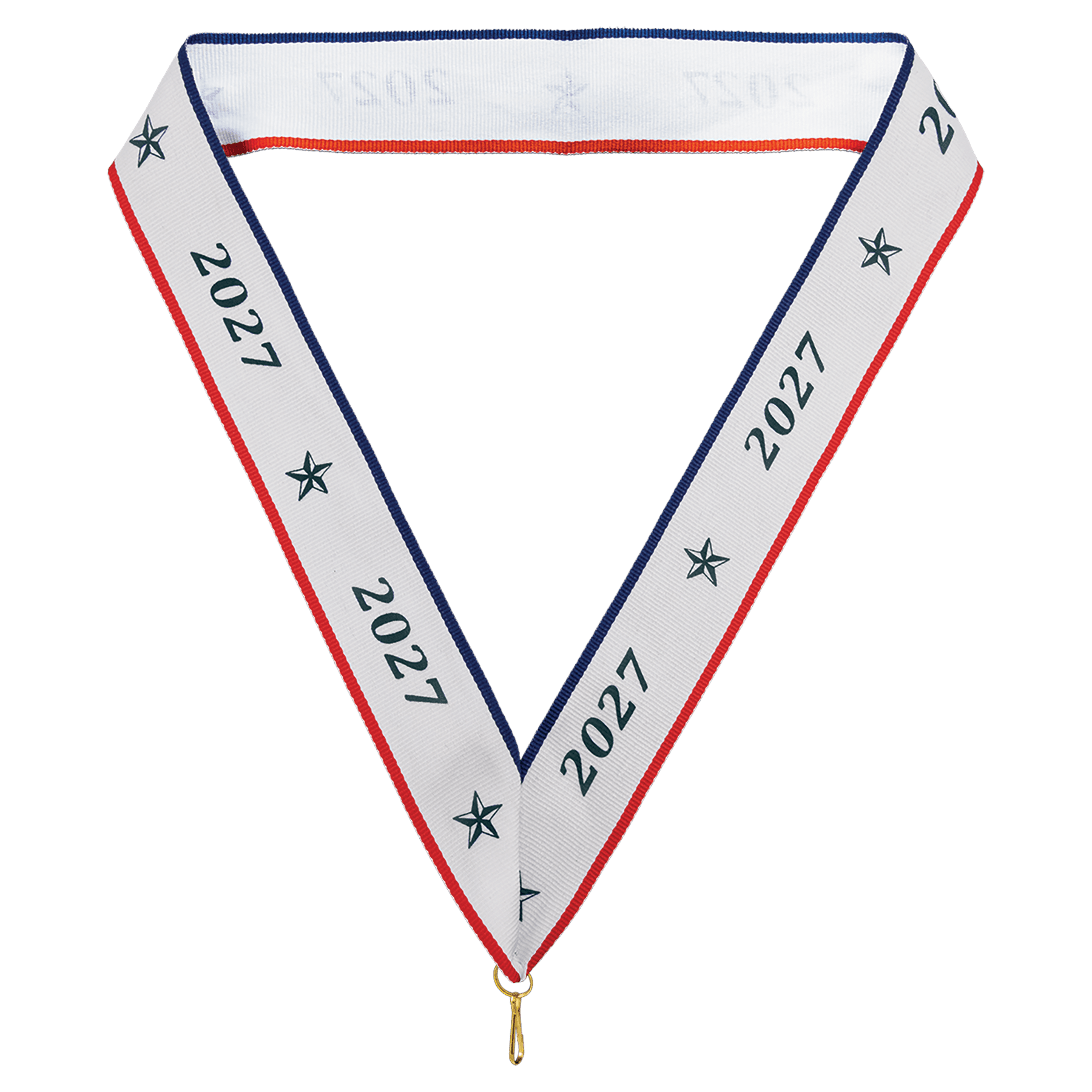 1 1/2" Red, White & Blue 2027 Neck Ribbon with Snap Clip