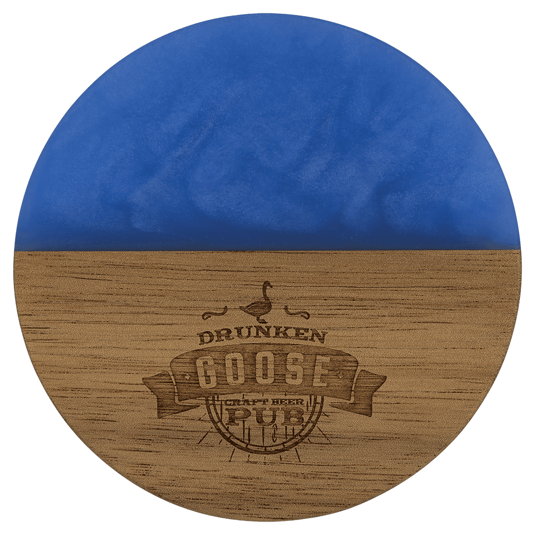 4" Acacia with Blue Pearl Resin Round Coaster