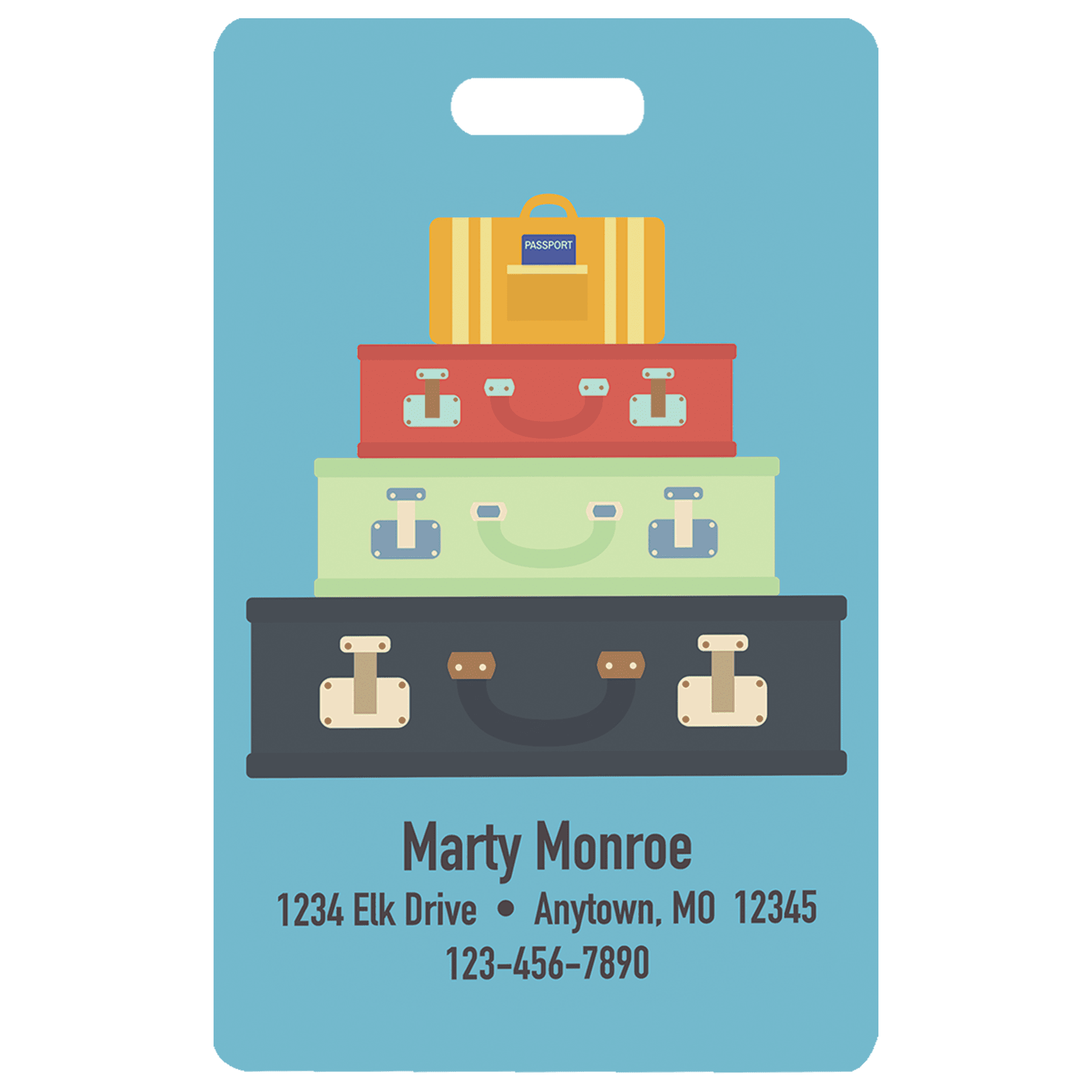 2 1/8" x 3 3/8" Kota Pro White Aluminum UV Print Luggage Tag