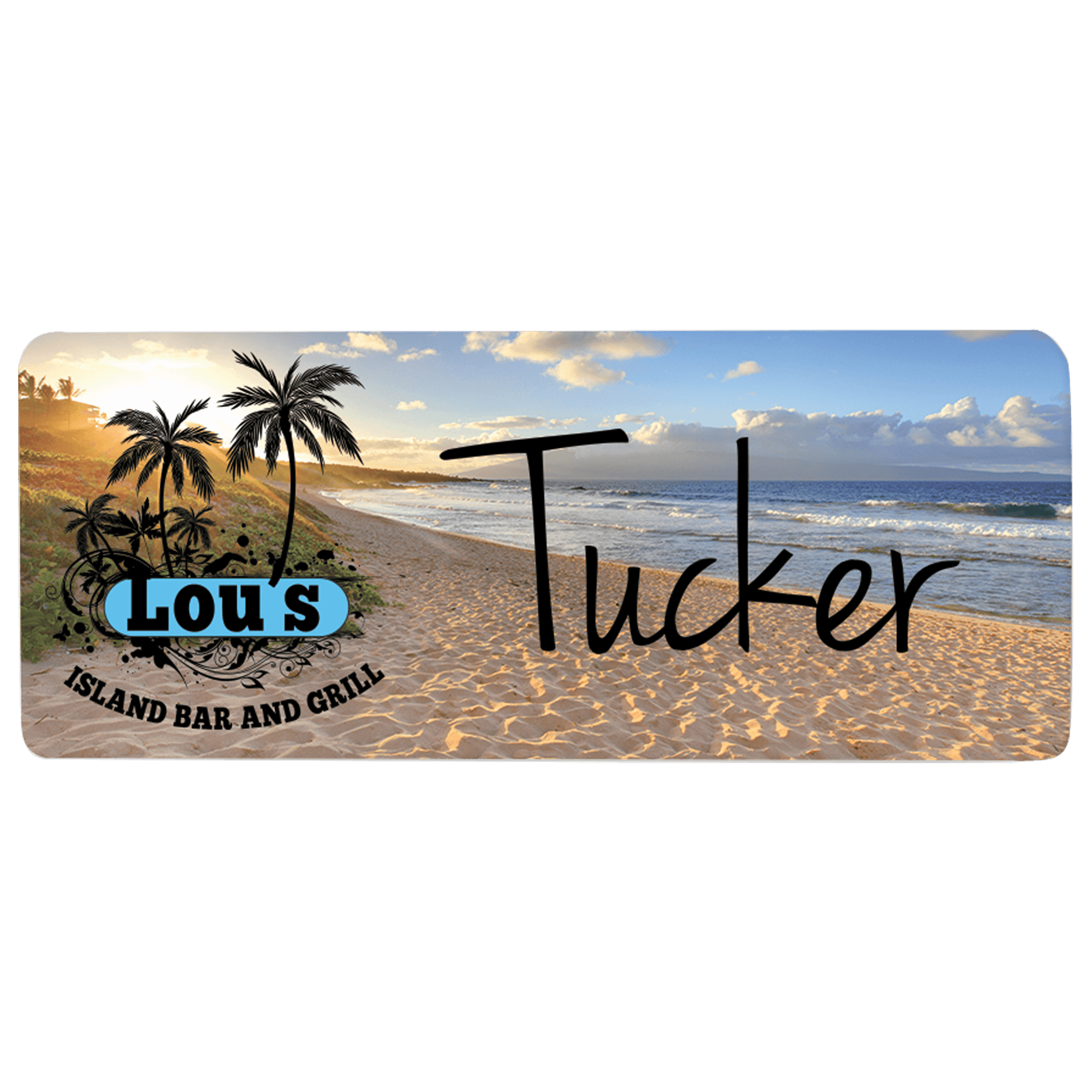 3" x 1 1/8" Kota Pro White Aluminum UV Print Name Badge