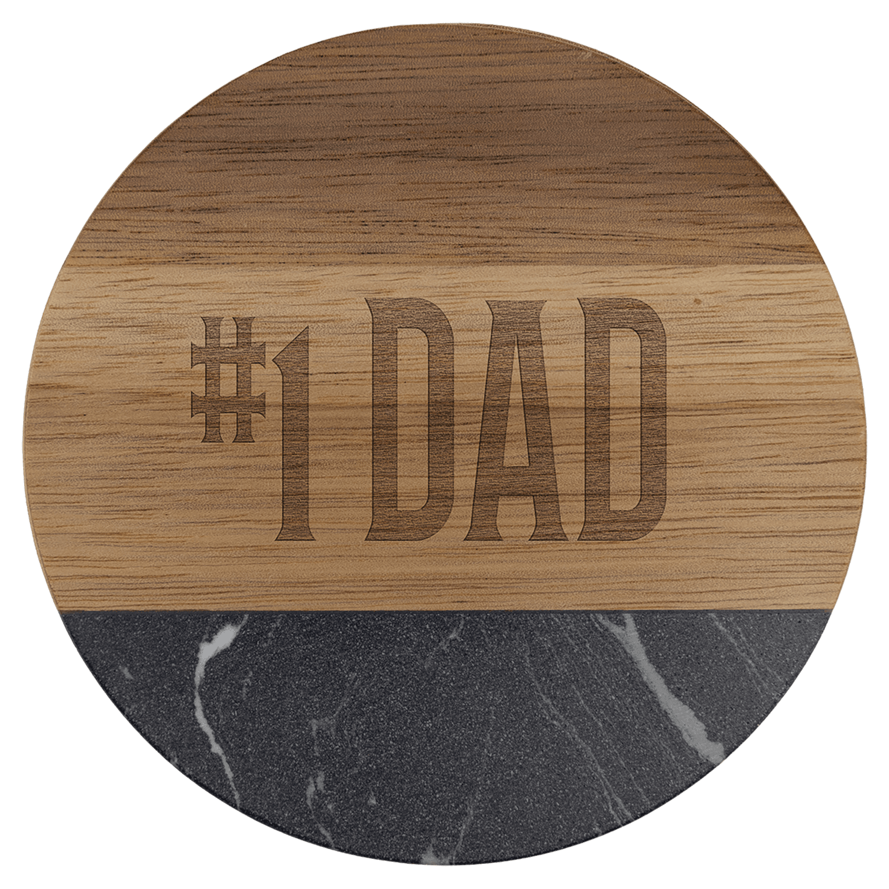 4″ RND ACACIA/BLK MARBLE