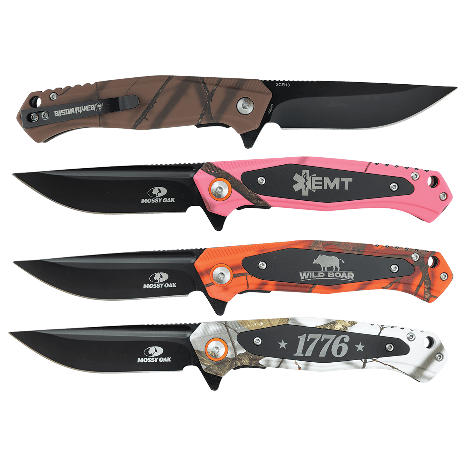 Bison River 4 1/2" Mossy Oak Camo Knife Sample Set