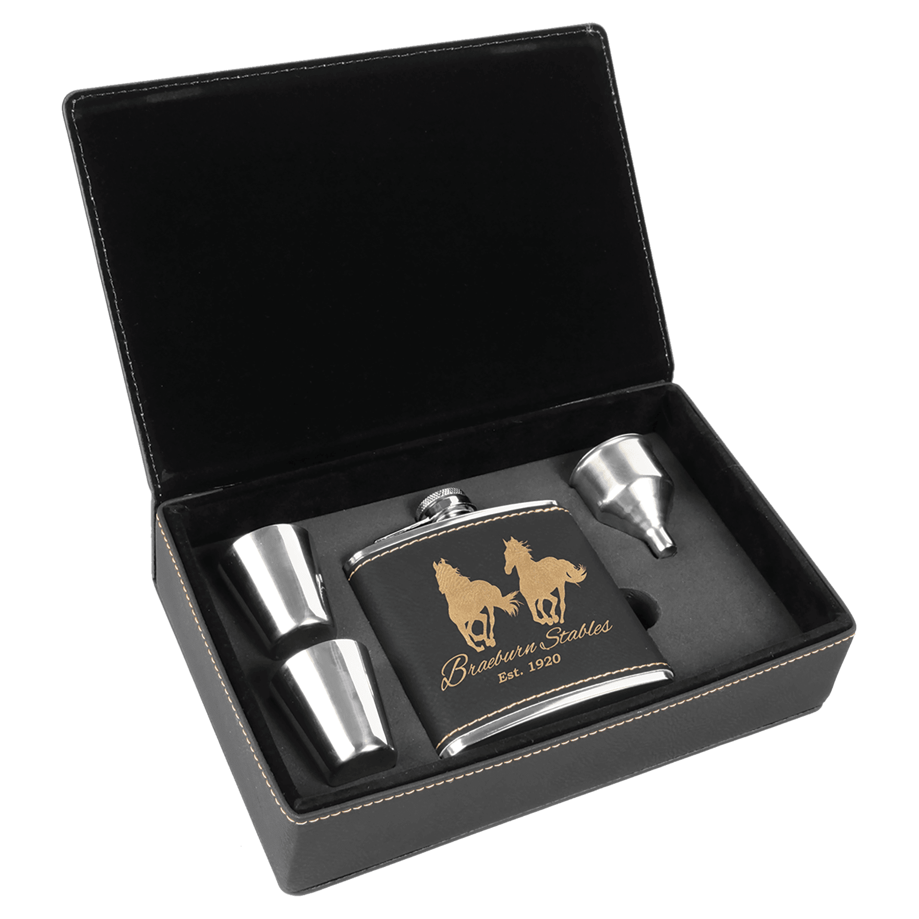 BLACK/GOLD FLASK GIFT SET