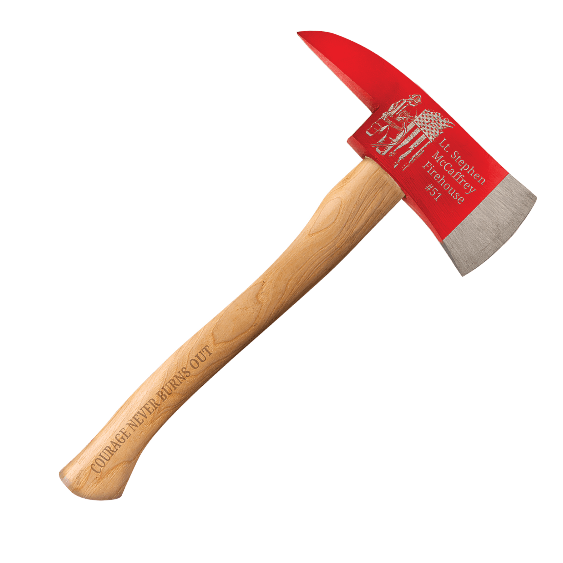 17 1/2" Bison River Fireman Axe with Red Head, Wood Handle, and Blade Guard