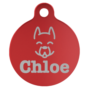Red Anodized Aluminum Round Pet Tag