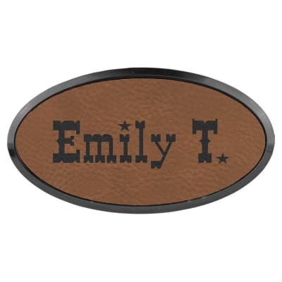 3X1.5″ OVAL DK BRWN BADGE