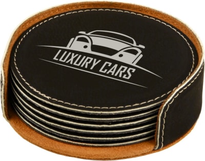 4″RND BLK/SLV COASTER SET