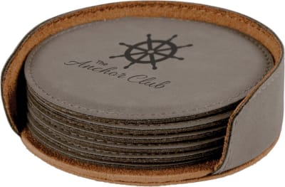 4″ RND GRAY COASTER SET