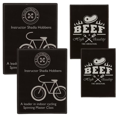 BLK/SLV LSR LTHR PLAQ SET