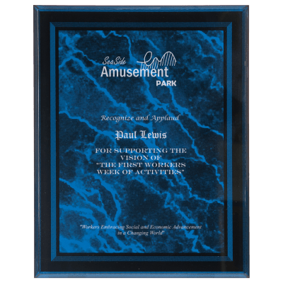 9X11 BLUE MARB BORDER PLQ