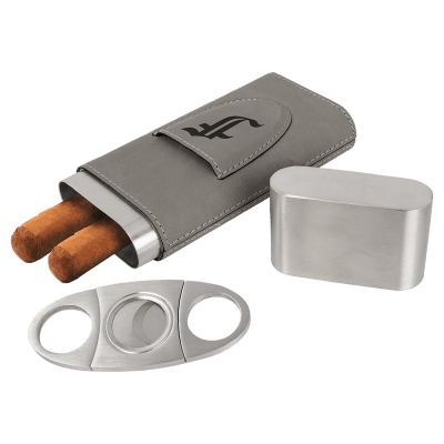 GRAY CIGAR CASE W/CUTTER