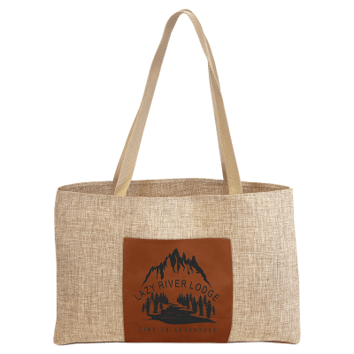 19X12 BURLAP/RAWHIDE BAG