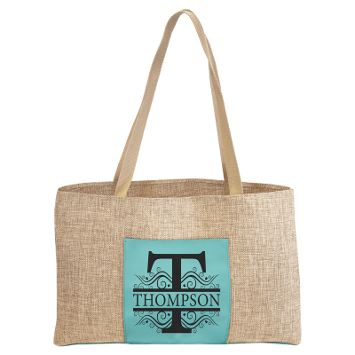 19X12 BURLAP W/TEAL BAG