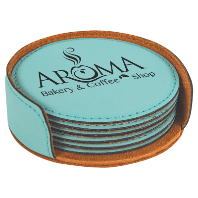 4″ RND TEAL COASTER SET