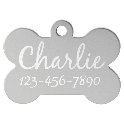 1.5X1 SILVER BONE PET TAG