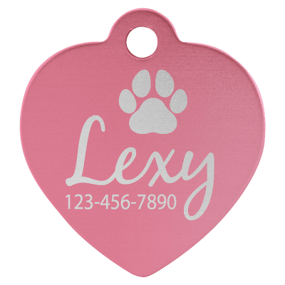 1.25X1.25″PNK HRT PET TAG