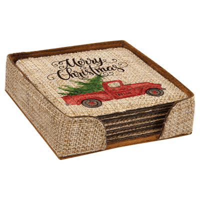 4X4″ BURLAP COASTER SET