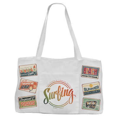 19X12 WHT CANVAS BAG W/LL