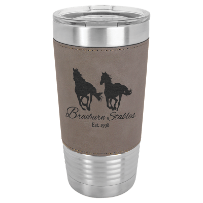 20 OZ GRAY LEATHER TUMBLR