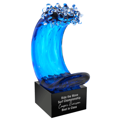 8.5″ BLUE WAVE ART GLASS
