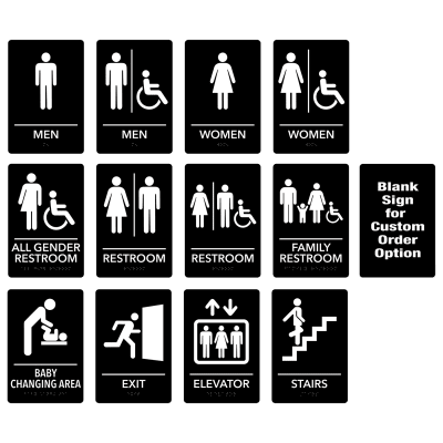 BLACK/WHITE ADA SIGN SET