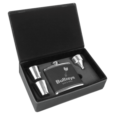 BLACK/SLV FLASK GIFT SET