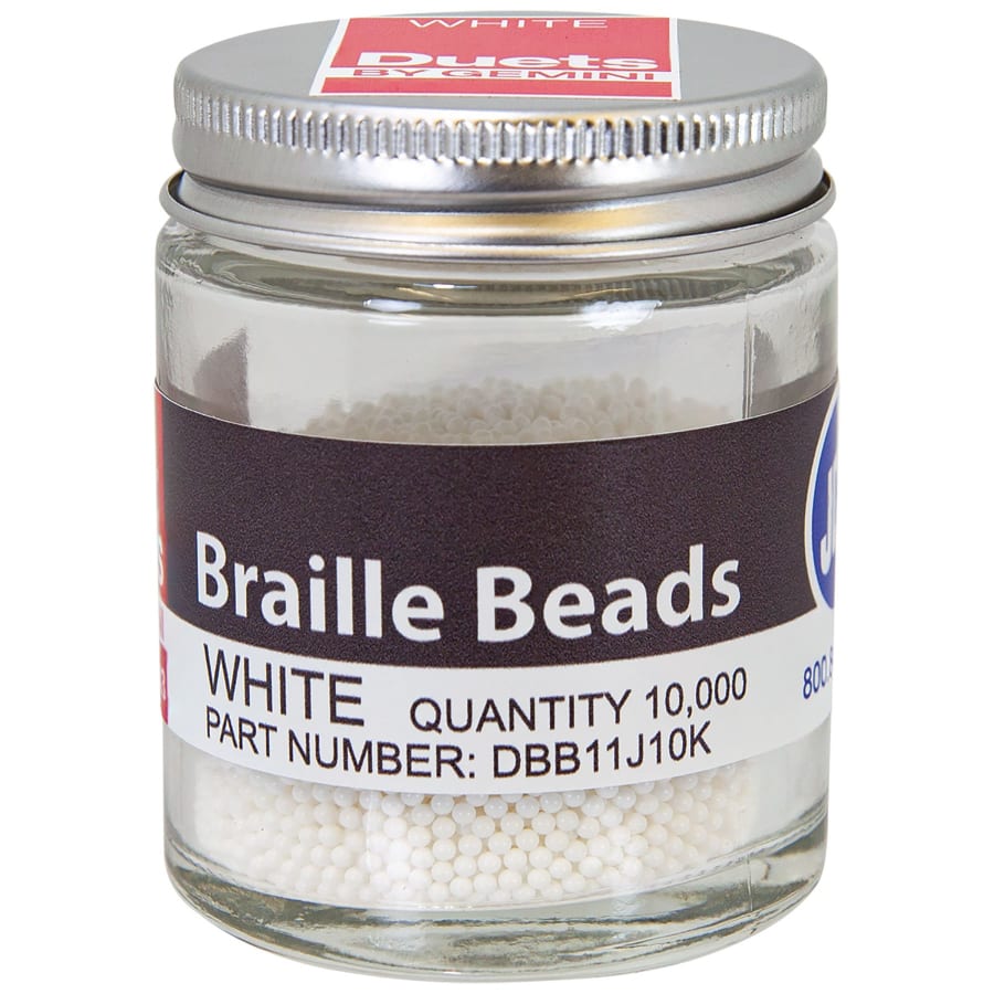 WHITE BRAILLE BEADS-10K