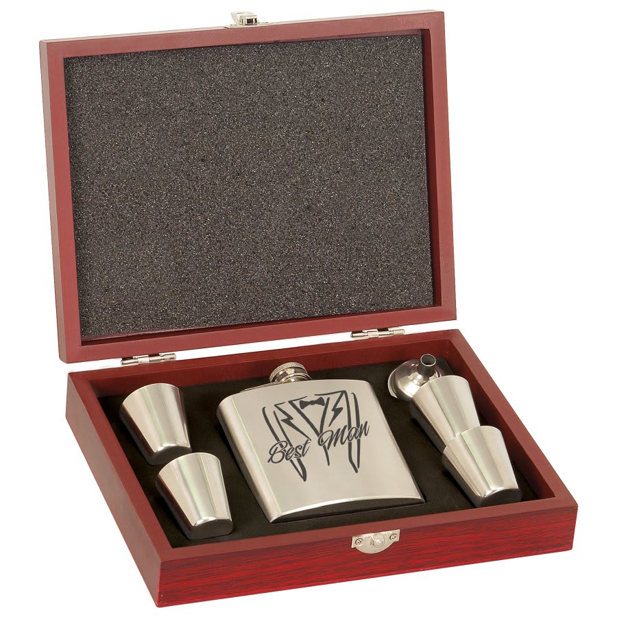S.S.FLSK GFT SET/WOOD BOX