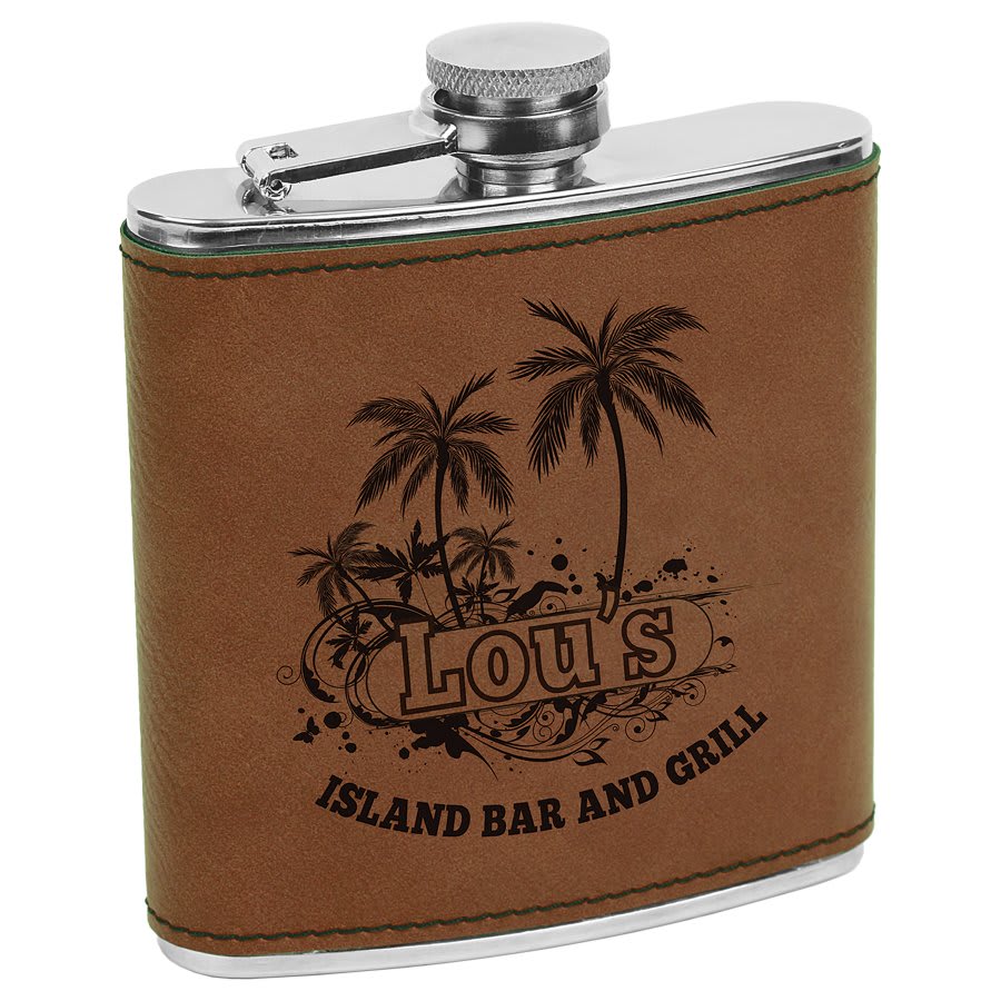 6 OZ DARK BRWN LTHR FLASK